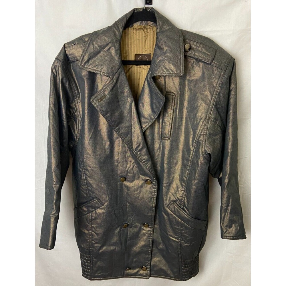 Bogner Womens Double Breasted Metallic Jacket SEE MEASUREMENTS Gold